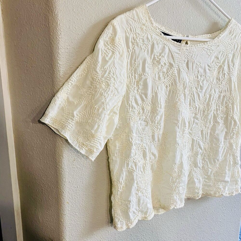 Gudrun Sjoden “Duha” woven blouse in organic cotton In Ecru Cream Color Small - Picture 2 of 7